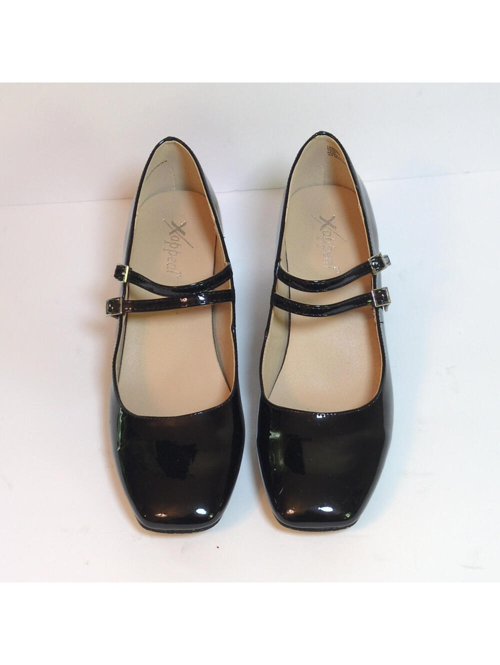 Xappeal Black Patent Leather Mary Jane Block Heel Square Toe  Buckle Shoes  W 10